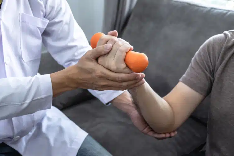 A person undergoing physical therapy.